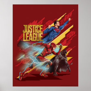 Póster Justice League Superman, Flash, & Batman Badge
