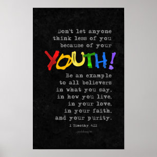 Póster Juventude (escritura: 1 4:12 de Timothy)