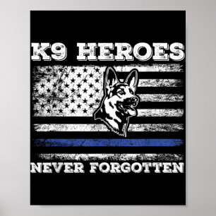 Poster K9 Cachorro Militar Veterano Usa Bandeira K9 Vet