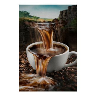 Póster Kaffee-Wasserfall Poster | Surrealistisch