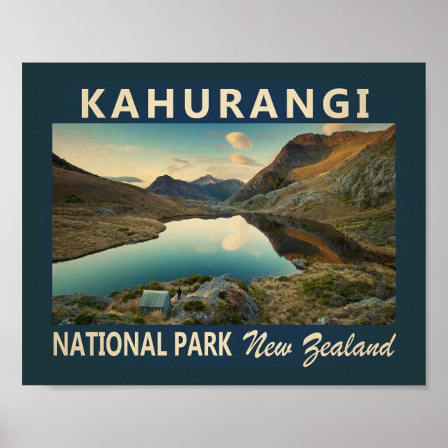 Poster Kahurangi National Park Nova Zelândia Vintage (Frente)