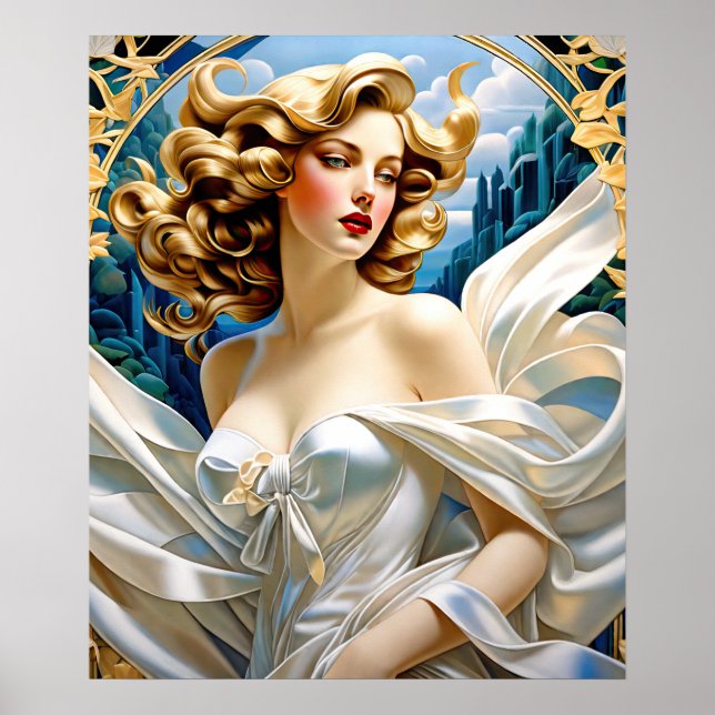Poster Kaia Art Nouveau Mucha Style (Frente)