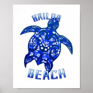Poster Kailua Beach Hawaii Vacante Tartaruga Tribal