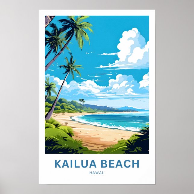 Poster Kailua Beach Hawaii Viagem (Frente)
