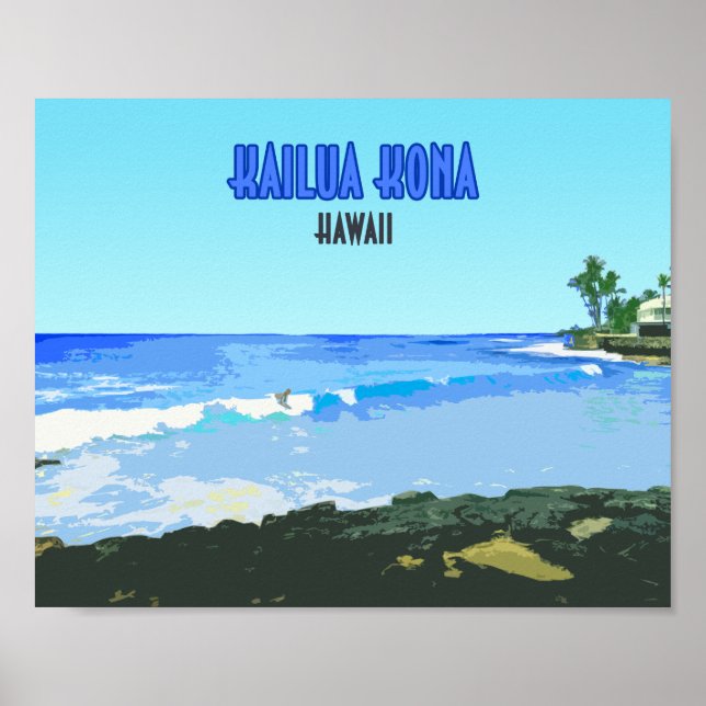 Poster Kailua Kona Big Island Hawaii Vintage (Frente)