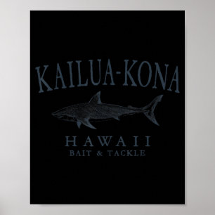 Poster Kailua - kona havaí tubarão arte retrô em ardósia 