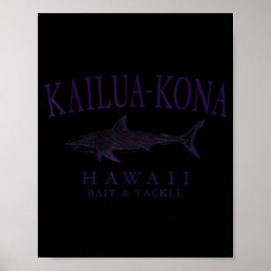 Poster Kailua - kona havaí tubarão vintage plum arte