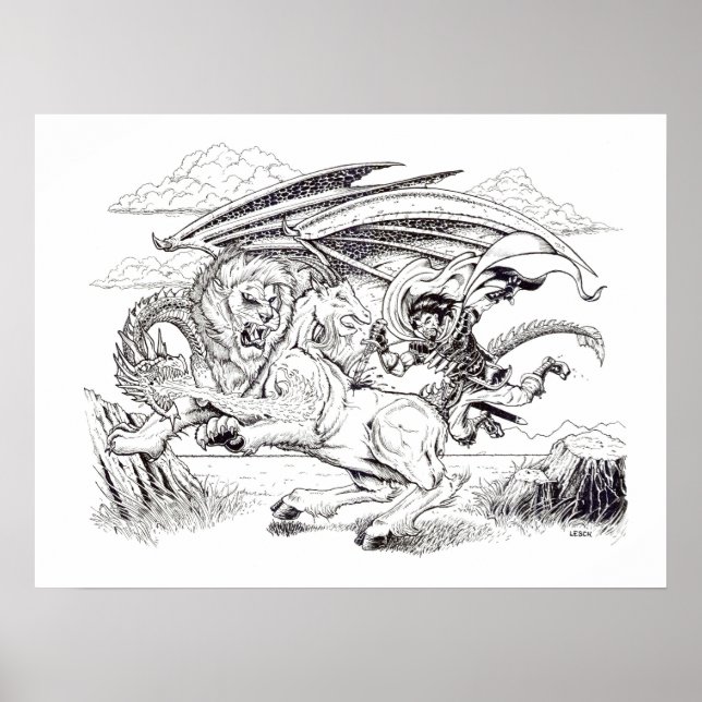 Poster "Kaine and the Chimera" - Ilustração de Tracy Lesc (Frente)