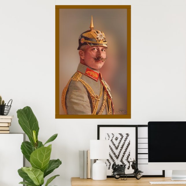 Poster Kaiser Wilhelm II, Imperador da Alemanha com assin (Escritório em casa)