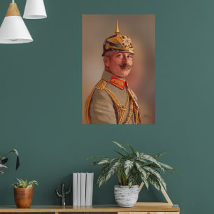 Poster Kaiser Wilhelm II, Imperador da Alemanha com assin