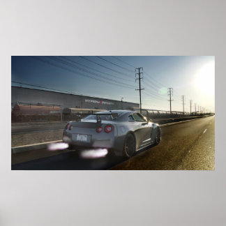 Poster "Kaji" Nissan GT-R disparando chamas na Califórnia