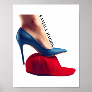 Poster Kalama Harris 2024 Retro Comma La Red Hat Anti Tru