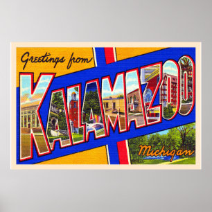 Poster Kalamazoo Michigan - Letra grande postal