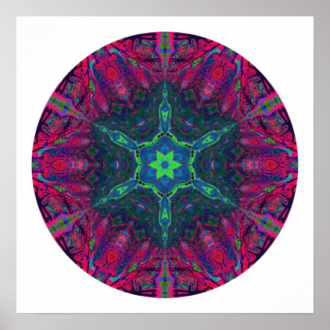 Póster Kaleidoscópico Floco de neve Mandala 2 (Frente)