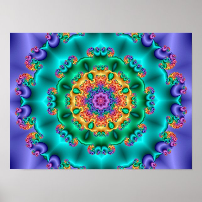 Poster Kaleidoscópio de Flor Pastel (Frente)