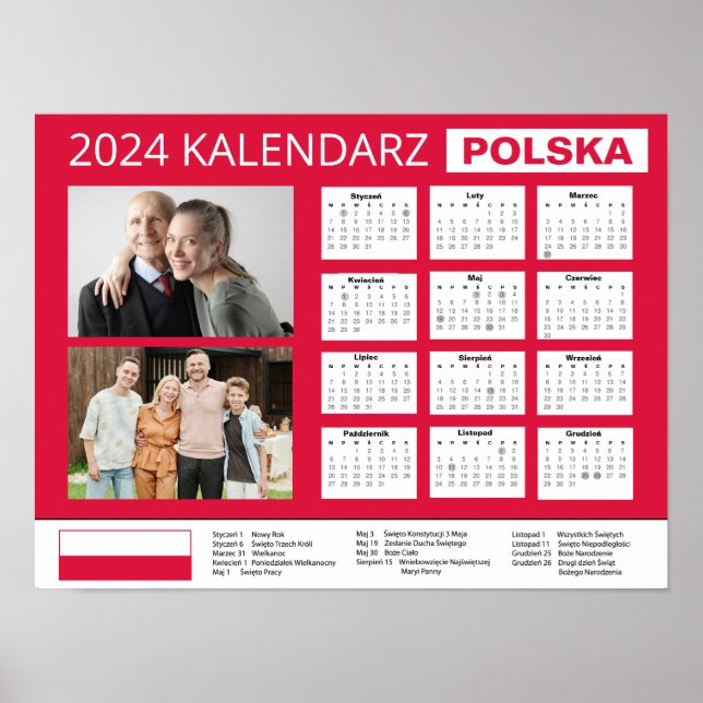 Poster Kalendarz z własnymi zdjęciami 2024 | POLÔNIA (Frente)