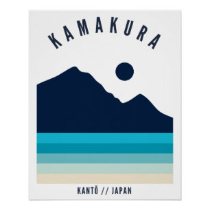 Póster Kamakura Kanto Japão Retro Vintage Praia