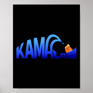 Poster Kamala Blue Wave Sobre Trump Harris Para President
