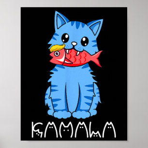 Poster Kamala Cat Come Peixe Engraçado Harris Trump 2024 