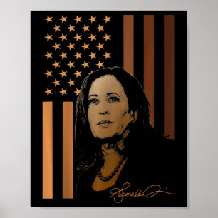 Poster Kamala Harris 2024 American Flag Senhora President