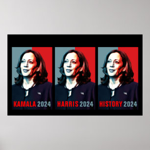 Poster Kamala Harris 2024 Pop Art Triptych History