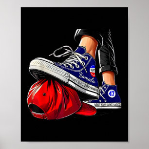 Poster Kamala Harris Altos Heels Passando Em Chapéu Verme
