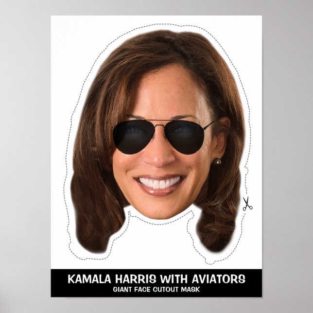 POSTER KAMALA HARRIS COM AVIATORES MÁSCARA CORTADA (Frente)