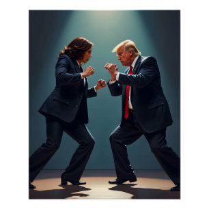 Póster Kamala Harris Donald Trump Lutando 2024
