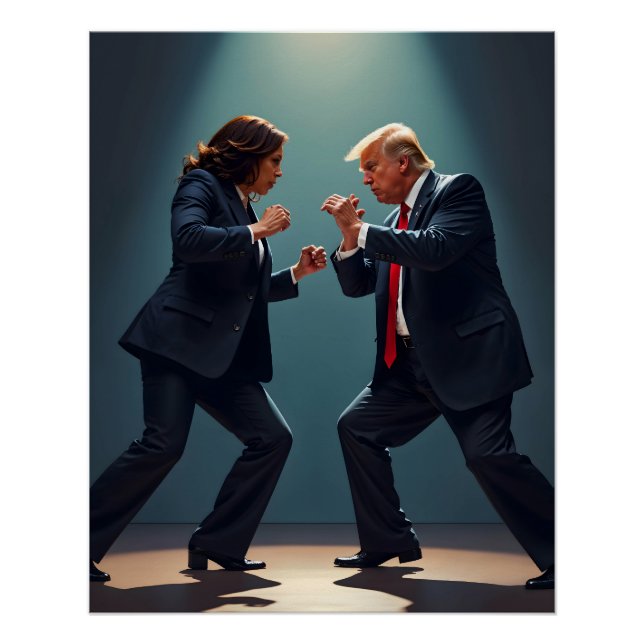 Póster Kamala Harris Donald Trump Lutando 2024 (Frente)