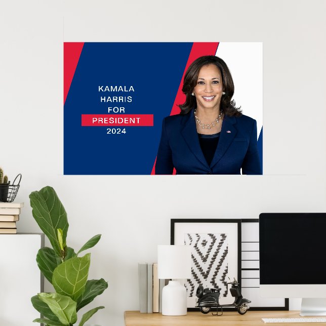 Poster Kamala Harris Para O Presidente 2024 Red White & B (Escritório em casa)