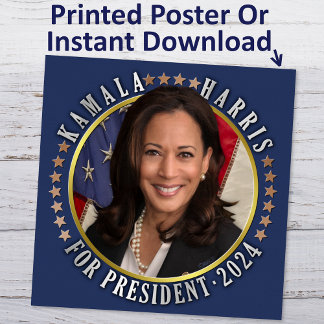 Poster Kamala Harris para Presidente 2024 Foto Democrata
