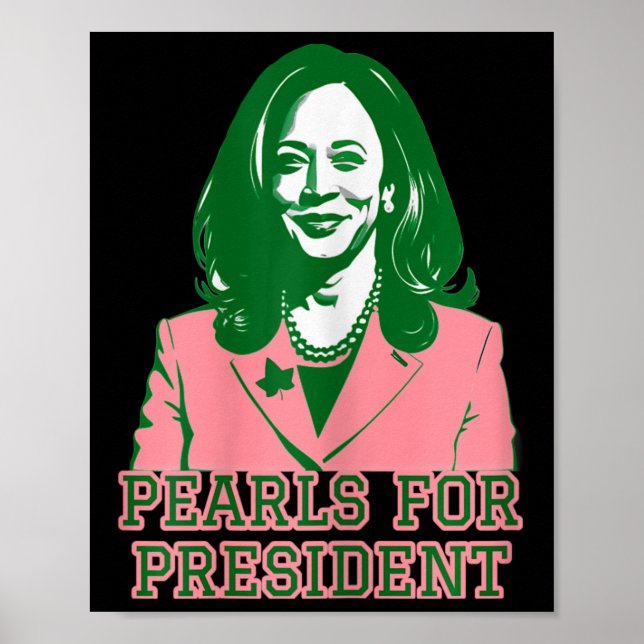Poster Kamala Harris Rosa &amp; Corra Presidencial Verde  (Frente)