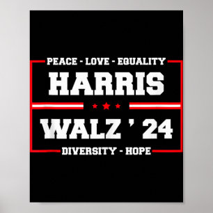 Poster Kamala Harris Tim Walz 2024 Peace Lgbt Harris Walz