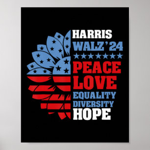 Poster Kamala Harris Tim Walz 2024 Peace Lgbt Harris Walz