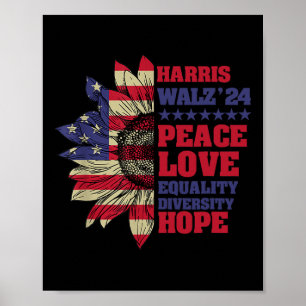 Poster Kamala Harris Tim Walz 2024 Peace Lgbt Harris Walz