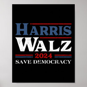 Poster Kamala Harris Waltz 2024 Eleições Salvar Democraci
