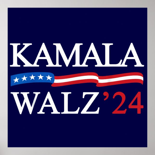 Poster Kamala Harris Walz 2024 Obviamente Azul (Frente)