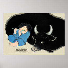 Poster Kamisaka Sekka Flute player OxEfeJapan CC0475