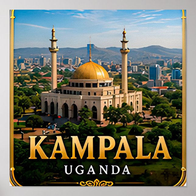 Poster Kampala Sete Colinas e Mesquita Nacional de Uganda (Frente)