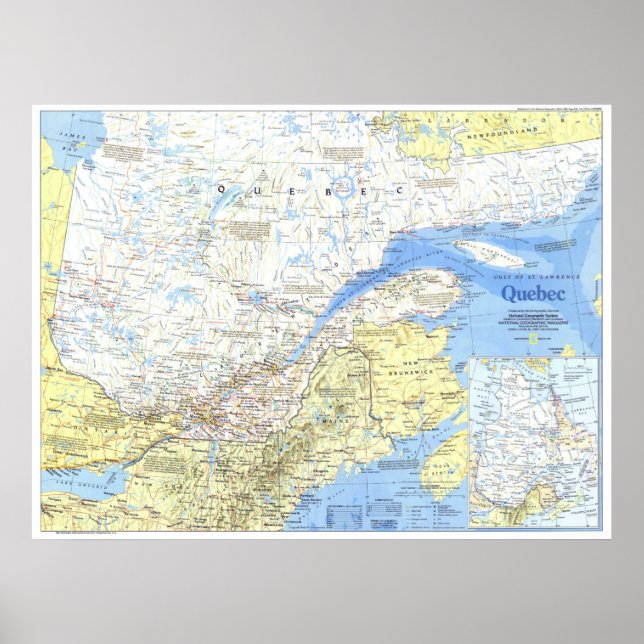 Poster "Kanada: 1991 MAP detalhado do Quebec ... (Frente)