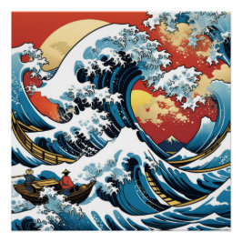 Póster Kanagawa japonês A grande onda