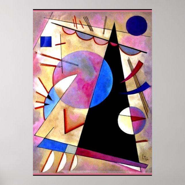 Poster Kandinsky - Cubismo Abstrato com Pinks e Blues (Frente)