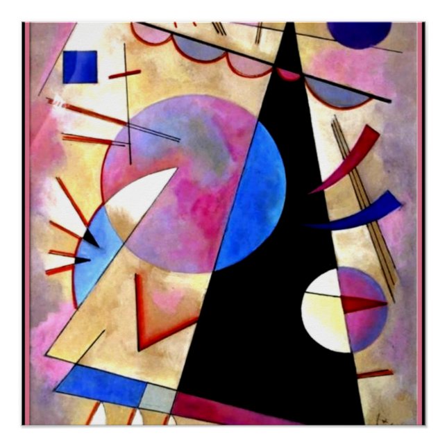 Póster Kandinsky - Cubismo Abstrato com Pinks e Blues (Frente)