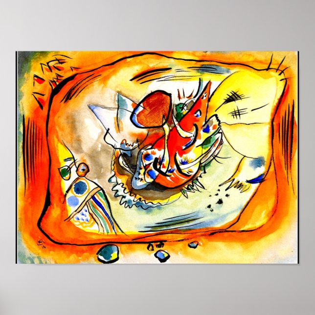 Poster Kandinsky - Esboço para uma Pintura, Borda Laranja (Frente)