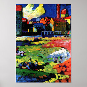 Poster Kandinsky - Munique-Schwabing com a Igreja das Rua