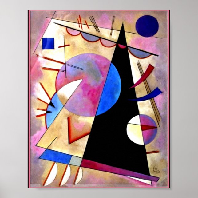 Poster Kandisnky - Cubismo absoluto com Pinks e Blues (Frente)