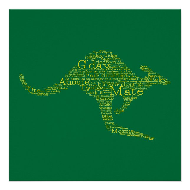 Póster Kangaroo feito de gíria australiana (Frente)