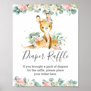 Poster Kangaroo Floral Greenery Fralda Raffle