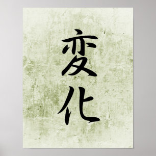 Póster Kanji japonês para a mudança - Henka