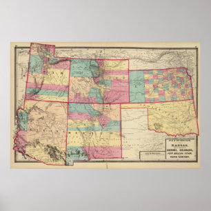 Póster Kansas, arizona, Colorado, New mexico, e Utá